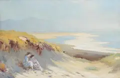 George William Russell, Two Girls on a Beach, oil on canvas