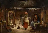 The Visit of the Mother in Law by Erskine Nicol, 1860, oil on canvas, offered Apr 2022