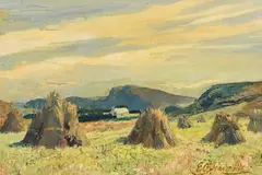 Edith Somerville 'Ce', Cornstacks, Sandycove, Castlehaven, oil on canvas board