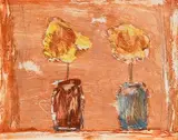 Basil Blackshaw, Two Flowers, oil on board