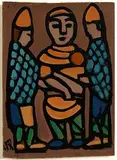 Warriors by Markey Robinson, gouache on board, sold Apr 2022