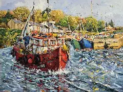 Roundstone Harbour by James S. Brohan, oil on canvas, sold Apr 2022