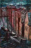 George Campbell, Rooftops, oil on canvas