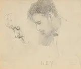 Study of W.B. Yeats by John Butler Yeats, pencil drawing, sold Apr 2022