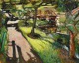 Bridge at Botanic Gardens, Dublin by Gerard Byrne, oil on canvas, sold Apr 2022