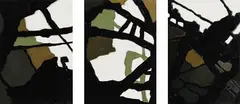 Liam Belton, Green Synapses, 2010, acrylic on board - triptych