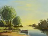 On the Barron River by Norman J. McCaig, oil on canvas board, sold Apr 2022