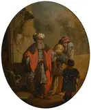 Christian Wilhelm Dietrich, The Dismissal of Hagar, oil on metal