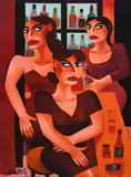 Girls Night Out by Graham Knuttel, oil on canvas, sold Mar 2022