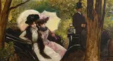 Léon Joseph Voirin, Promenade en Caleche sur les Grandes Boulevards, oil on canvas