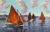 Ivan Sutton, Galway Hookers, Carraroe, Galway, oil on canvas board