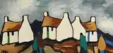 Shawlies Returning Home by Markey Robinson, gouache on board, sold Mar 2022