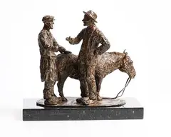 Doing the Deal, Kinvara by John Coll, bronze on limestone base - numbered 2 from an edition of 9, sold Mar 2022