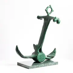 John Coll, Anchor, unique moulded plaster on a marble base