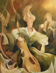 Margaret Egan, Cello Player, oil on canvas