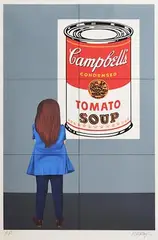 Robert Ballagh, Girl Looking at Warhol, limited edition screenprint - artist's proof