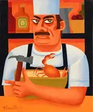 Chef's Special by Graham Knuttel, oil on canvas, sold Mar 2022