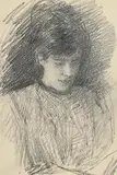 Portrait of a Lady by John Butler Yeats, pencil drawing, sold Mar 2022