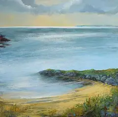 Jo Ashby, Summer, Late Afternoon, Trabhan, Sherkin, acrylic on canvas