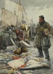 Dudley Hardy, After a Night of Toil, 1903, watercolour on paper