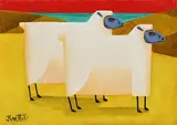Sheep in Landscape by Graham Knuttel, oil on canvas, sold Mar 2022