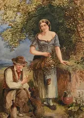 William Mulready, The Meagre Feast, 1854, watercolour on paper