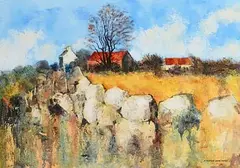Denis Orme Shaw, Farmstead, West of Ireland, oil on board