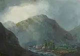 Thomas Walmsley, Grange in Borrowdale, c.1795, watercolour heightened on paper