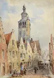 William Bingham McGuinness, A Street in Bruges with Church of Jerusalem