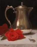 James Cahill, Still Life on Tabletop, oil on canvas laid on board