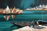Roundstone Harbour (After the Rain) by J.P. Rooney, oil on board, sold Mar 2022