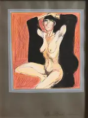 Brian Bourke Hrha Irish, Nude, mixed media on paper