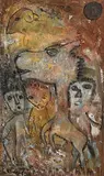 Abstract Figures by John Kingerlee, oil on canvas, sold Mar 2022