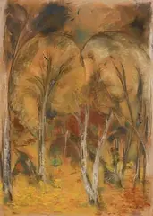 David Clarke, Autumn Leaves in the Phoenix Park, pastel on paper