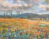 Arthur K. Maderson, The Mendip Hills, Somerset, mixed media on board