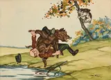 Boris O'Klein, Je Pense Que Je Gagne, watercolour on paper