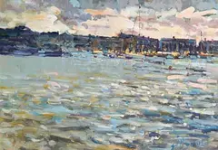 Arthur K. Maderson, Towards Evening, Dungarvan Harbour, oil on board