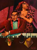 Piano Player by Graham Knuttel, oil on canvas, sold Jan 2022