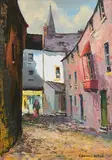 Kenneth Webb, Buttermilk Lane, Galway, oil on board