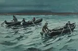 Heading Home by Cecil Maguire, 1990, oil on board, sold Jan 2022