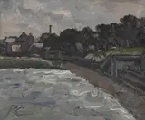 Peter Collis, Railway by the Sea, Monkstown, oil on board