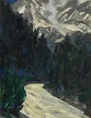 Alpine Landscape by Mabel Florence Young, oil on board, sold Jan 2022