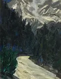 Mabel Florence Young, Alpine Landscape, oil on board
