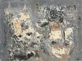 Two Heads by John Kingerlee, oil on card, sold Jan 2022