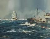 On the High Seas by George K. Gillespie, oil on canvas, sold Jan 2022