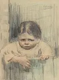 William Conor, The Half Door, wax crayon
