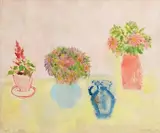 Stella Steyn, Still Life - Vases of Flowers and Blue Jug, 1952, oil on canvas
