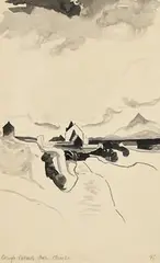 Croagh Patrick by Patrick Pye, ink drawing on paper, sold Jan 2022