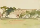 Thatch Cottage by Jack Butler Yeats, watercolour on paper, sold Jan 2022