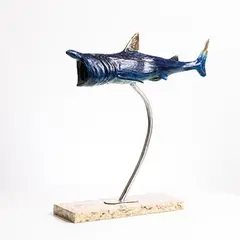 John Coll, Basking Shark, bronze on a marble base - numbered 2 from an edition of 9